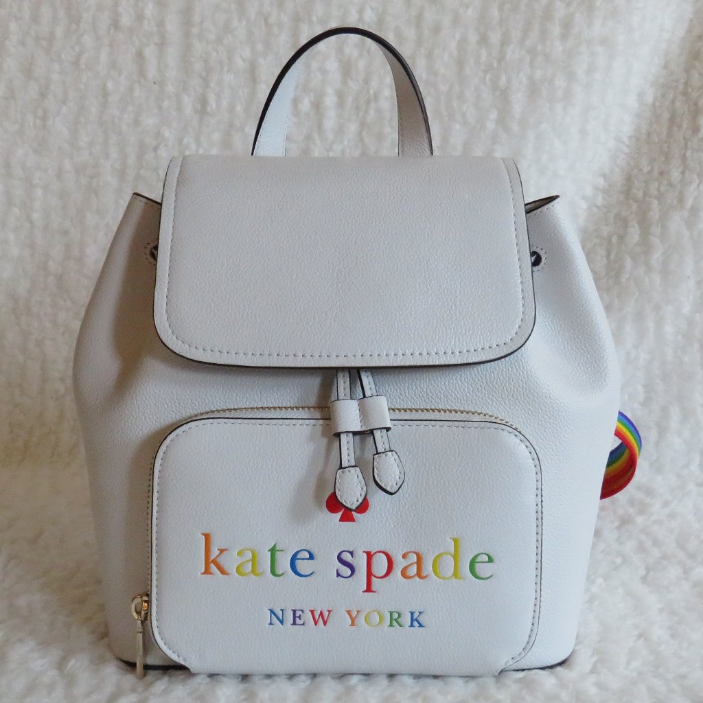 Kate Spade Darcy Pride Flap Backpack (White Dove)